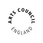 The words arts council england are written in a circle shape